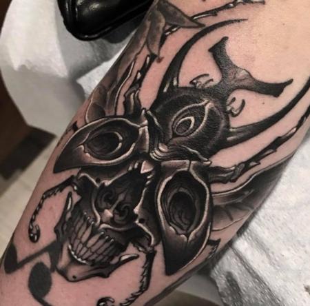 Zane Collins - Skull Beetle Tattoo